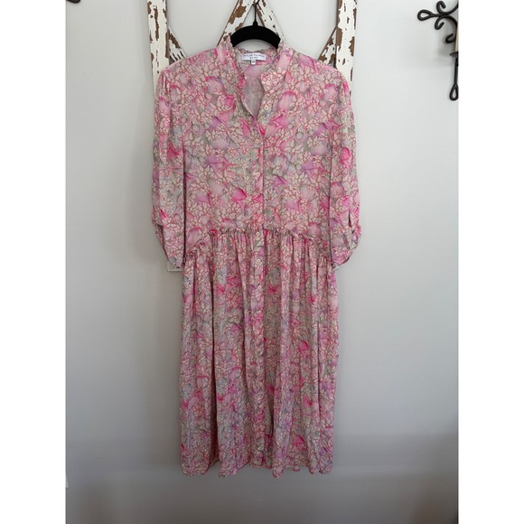 Taylor Tillman Liza Midi Ruffle Shirt Dress in Lavender Earth Size XS Oversized - Picture 2 of 9